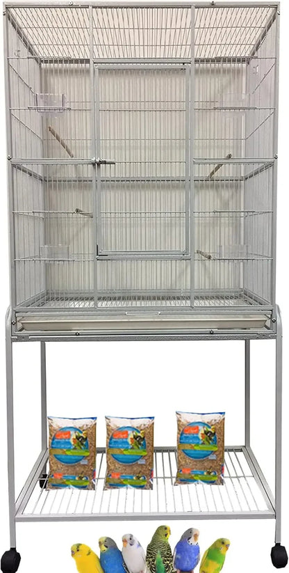 Large Wrought Iron Metal Bird Flight Breeder Cage with Removable Rolling Stand
