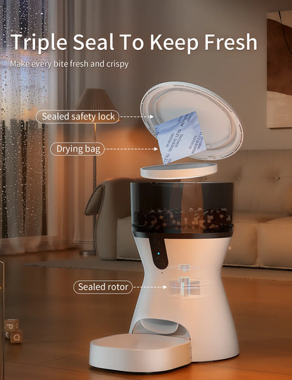 Automatic Cat Dry Food Dispenser, Dual Power Programmable