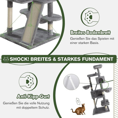 Multi-Level Indoor Big Feline/Cozy Plush Perches/Condo/Sisal Scratching Posts/Hammock