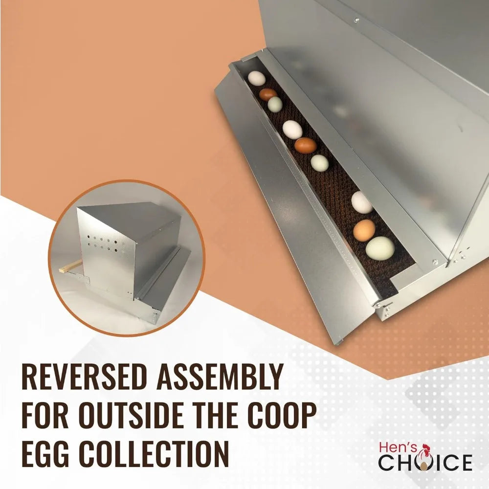 Hen's Choice™ - Roll Out Nest Box for Chickens 3 Compartment 36" | Heavy Duty Galvanized