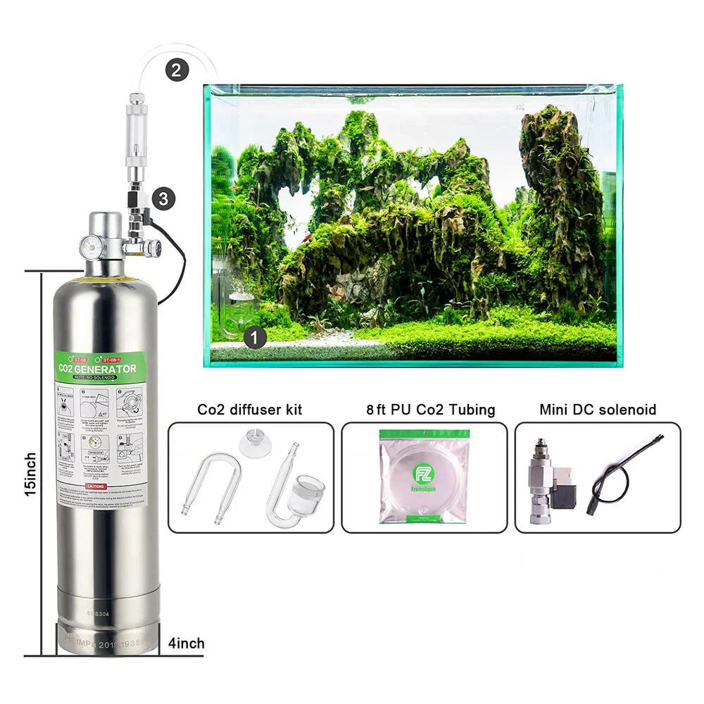 Aquarium CO2 Generator Stainless Steel CO2 Cylinder Plant Breeding Equipment
