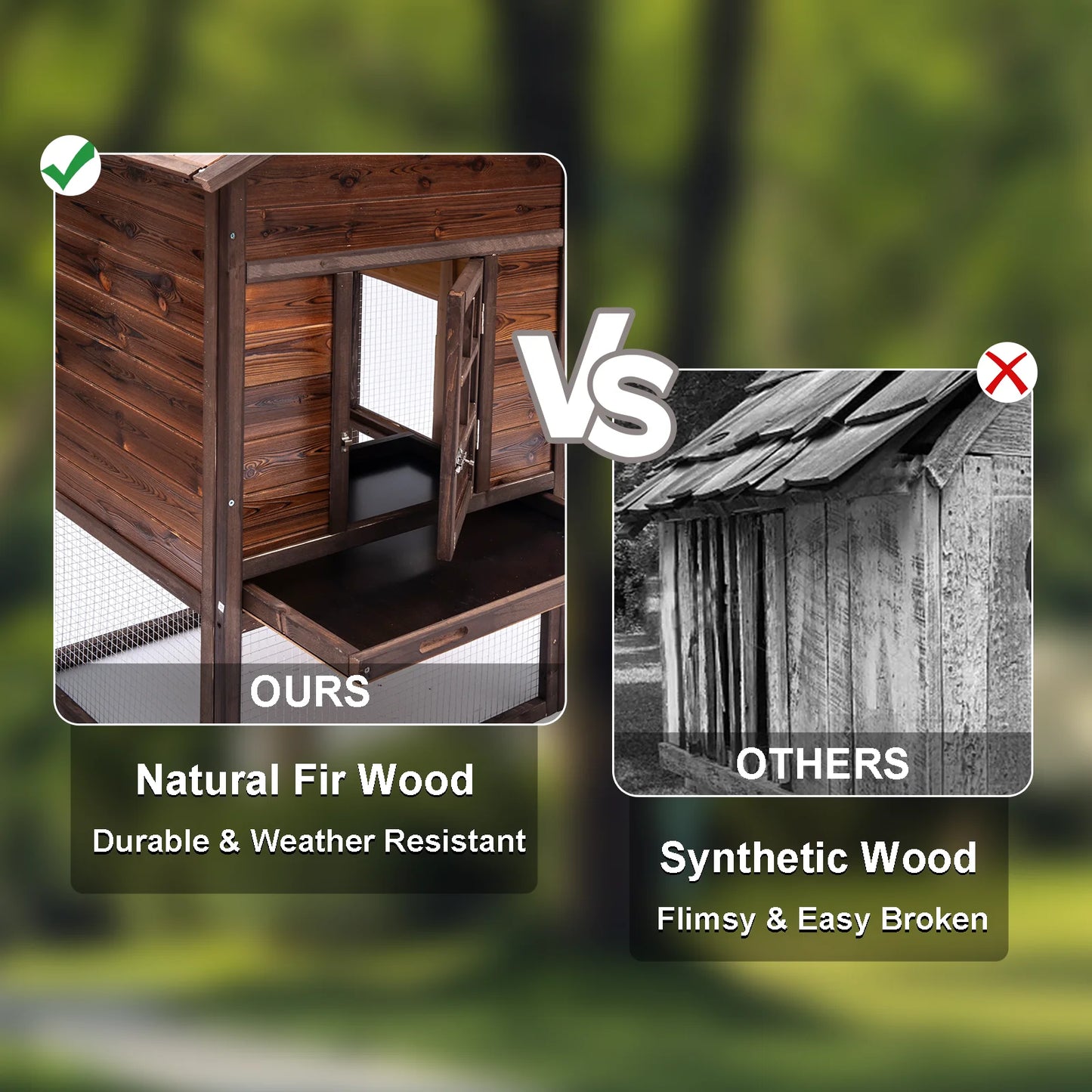 Chicken Coop for 5 Chickens Wooden Indoor Outdoor Hen Fence with Nesting Box & Removable Tray