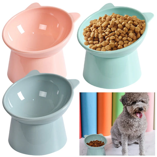 Tilted Ergonomic Raised Cat Food Bowl Anti Vomiting Slip for Flat- Faced Cats