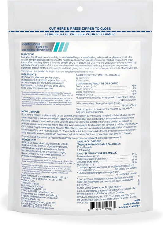 C.E.T. Enzymatic Oral Hygiene Chews for Dogs Beef 8.4 Ounces