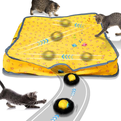 Interactive Cat Toys for Indoor in Play Mat, Motion Activated Moving Toy Hide and Seek Chase