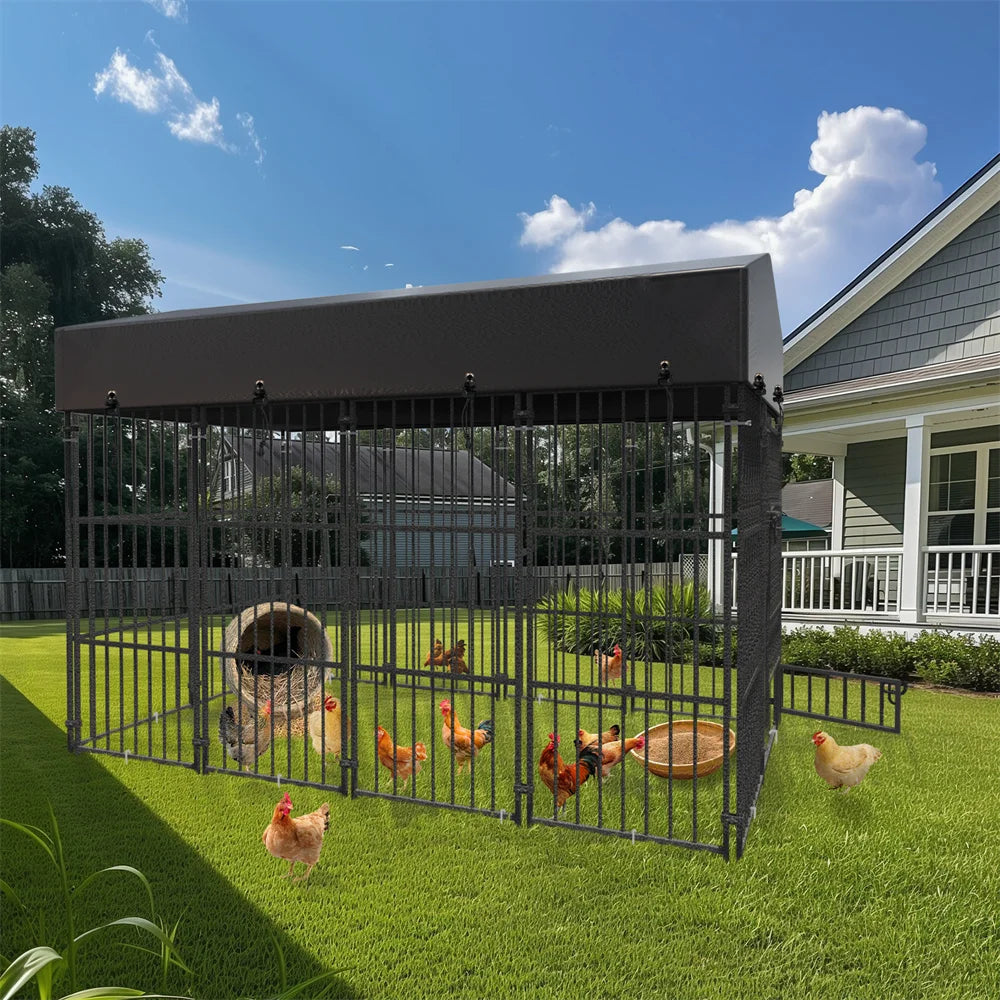 Heavy Duty Large Dog Kennel Welded Metal Cage with Roof Pet Run Enclosure Playpen House Outdoor Indoor