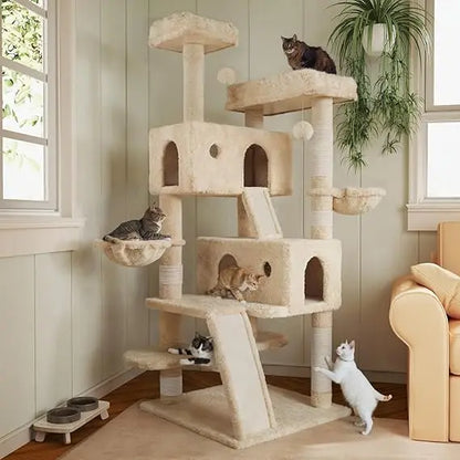 Multi-Level Indoor Big Feline/Cozy Plush Perches/Condo/Sisal Scratching Posts/Hammock