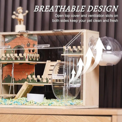 Wooden Hamster Cage with All Accessories