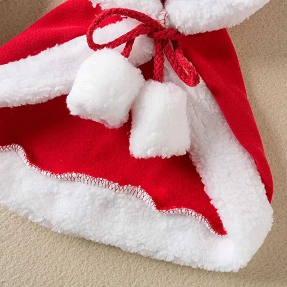 Funny Cat Costume Santa Pet Christmas Cape Dress Up Clothes Warm Red Scarf Cloak With Hat Pet Accessories