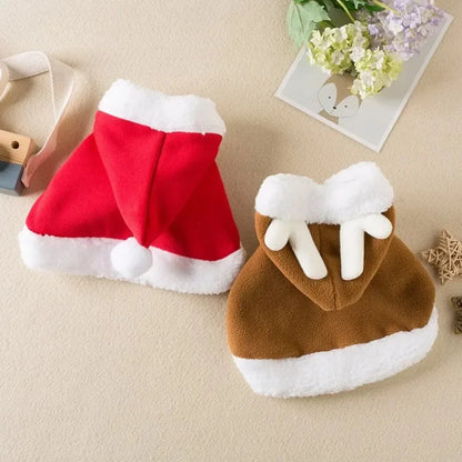 Funny Cat Costume Santa Pet Christmas Cape Dress Up Clothes Warm Red Scarf Cloak With Hat Pet Accessories