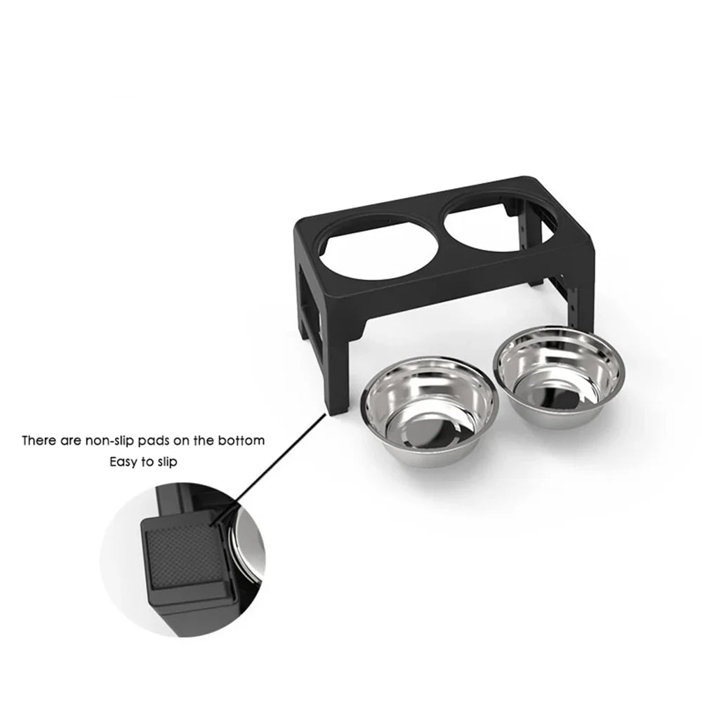Raised Stand Stainless Steel Food Water Bowls for Small Medium Large Dog Cat