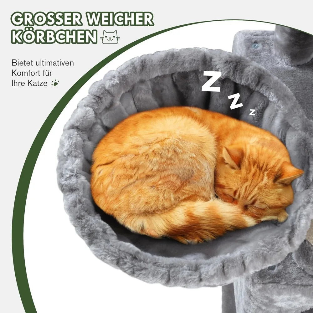 Multi-Level Indoor Big Feline/Cozy Plush Perches/Condo/Sisal Scratching Posts/Hammock