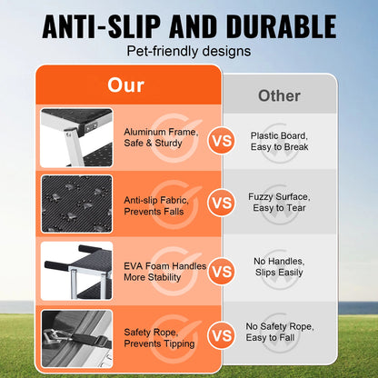 Wide Dog Steps Folding Portable Aluminum for Cars SUVS and Trucks