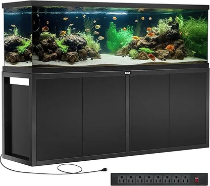 125-150 Gallon Fish Tank Stand, Heavy Duty Metal Aquarium Stand with Power Outlet and Cabinet for Fish Tank Filters and Accesso