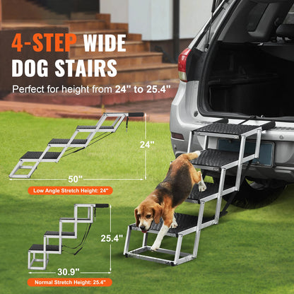 Wide Dog Steps Folding Portable Aluminum for Cars SUVS and Trucks