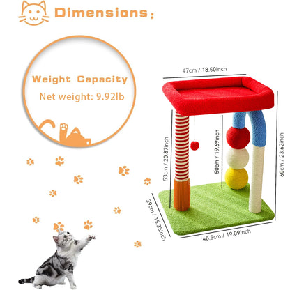 Tower with Scratching Post, Modern Cat Furniture  Colorful Climbing Frame