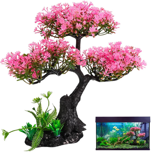 Turtle Tank Accessories for Fish Decor Bonsai Plastic Decorations