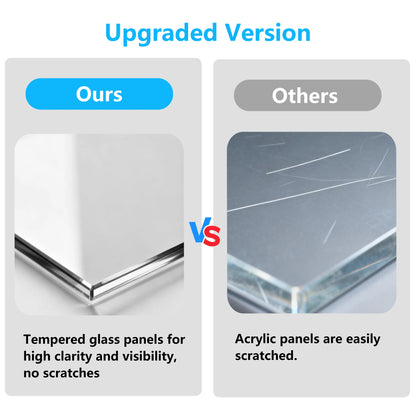 Hamster, Guinea Pig Cage with Open top Habitat Wooden Frame Tempered Glass Panels