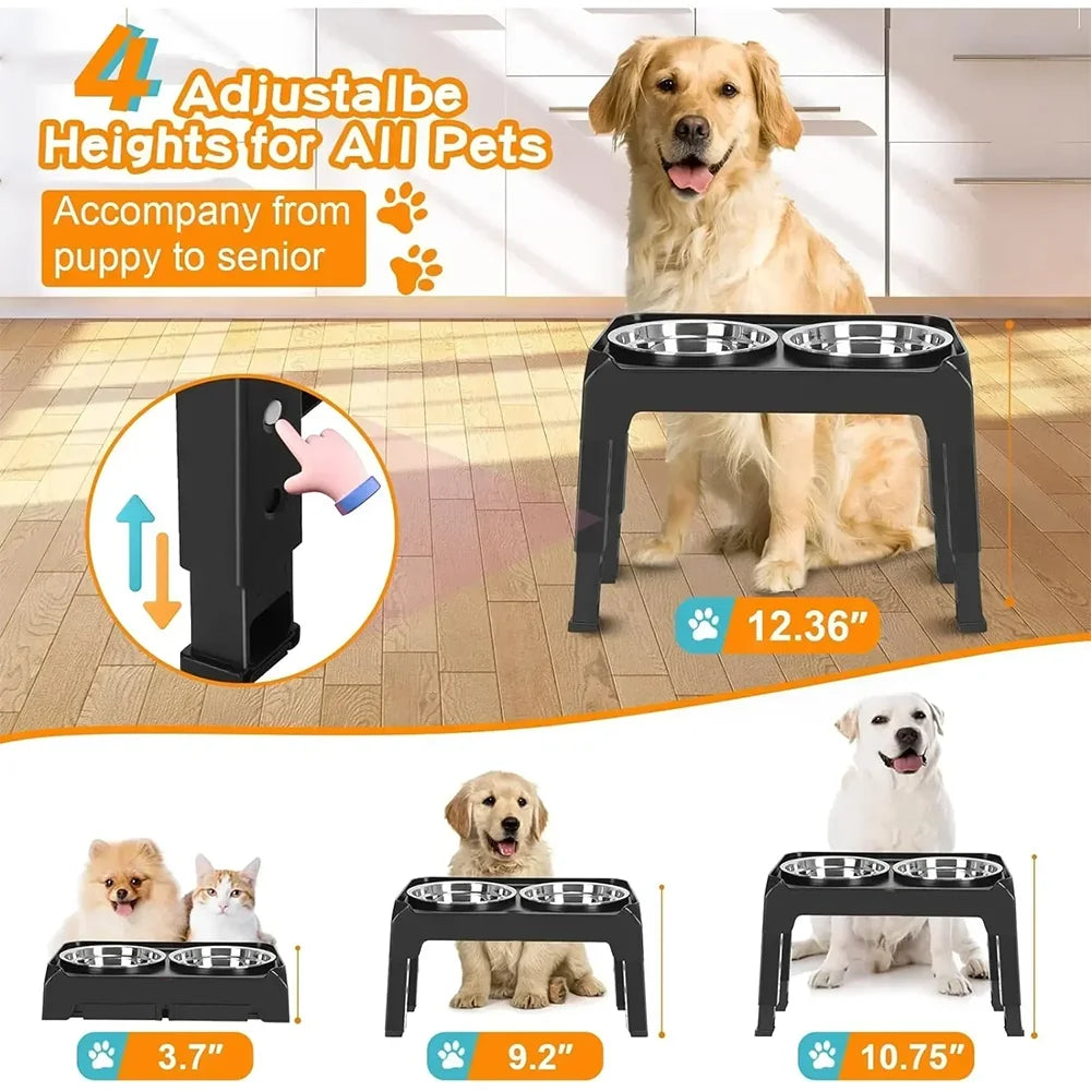 Raised Stand Stainless Steel Food Water Bowls for Small Medium Large Dog Cat