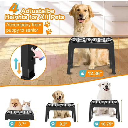 Raised Stand Stainless Steel Food Water Bowls for Small Medium Large Dog Cat