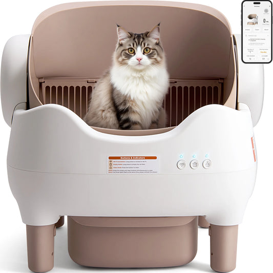 Self Cleaning Litter Box Odor-Free  Large Waste Bin, Open-Top for Multi Cats