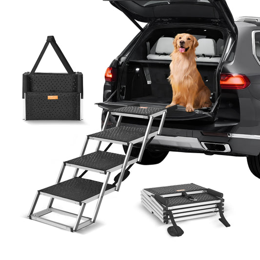 Wide Dog Steps Folding Portable Aluminum for Cars SUVS and Trucks