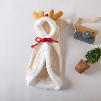 Funny Cat Costume Santa Pet Christmas Cape Dress Up Clothes Warm Red Scarf Cloak With Hat Pet Accessories